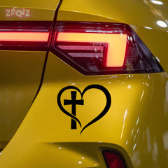 Christian Heart Cross Car Sticker – Jesus Faith Vinyl Decal for Cars & Bikes | Waterproof Religious Sticker