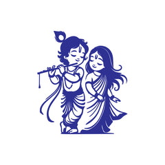 Radha Krishna Divine Love Wall Sticker for Spiritual Home Decor