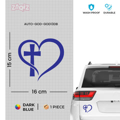 Christian Heart Cross Car Sticker – Jesus Faith Vinyl Decal for Cars & Bikes | Waterproof Religious Sticker