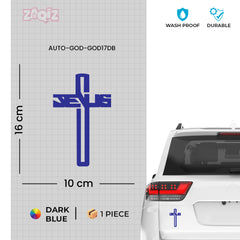 Jesus Cross Car Sticker – Modern Jesus Text Cross Vinyl Decal for Cars & Bikes | Waterproof Christian Faith Sticker