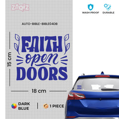 Faith Opens Doors Christian Vinyl Sticker – Inspirational Faith Quote Car Decal