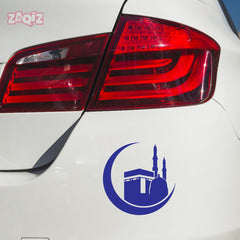 Kaaba Crescent Moon Car Sticker – Islamic Mecca & Mosque Vinyl Decal for Cars & Bikes | Waterproof Muslim Faith Sticker