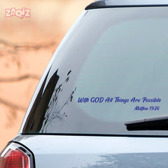 With God All Things Are Possible Christian Vinyl Sticker – Matthew 19:26 Car Decal