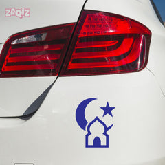 Islamic Mosque Car Sticker – Crescent Moon & Star Vinyl Decal for Cars & Bikes | Waterproof Muslim Faith Sticker