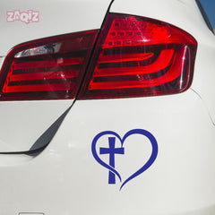 Christian Heart Cross Car Sticker – Jesus Faith Vinyl Decal for Cars & Bikes | Waterproof Religious Sticker