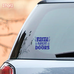Faith Opens Doors Christian Vinyl Sticker – Inspirational Faith Quote Car Decal