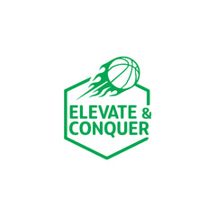 Elevate & Conquer Basketball Car Window Sticker | Motivational Sports Vinyl Decal