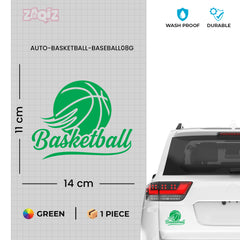 Basketball Script Logo Car Window Sticker | Stylish Sports Vinyl Decal for Cars & Laptops