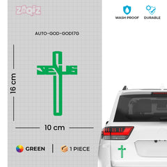 Jesus Cross Car Sticker – Modern Jesus Text Cross Vinyl Decal for Cars & Bikes | Waterproof Christian Faith Sticker