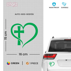 Christian Heart Cross Car Sticker – Jesus Faith Vinyl Decal for Cars & Bikes | Waterproof Religious Sticker