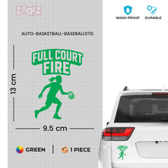 Full Court Fire Basketball Car Window Sticker | Sports Vinyl Decal for Cars & Laptops