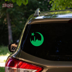 Islamic Crescent Moon Mosque Car Sticker – Muslim Faith Vinyl Decal for Cars & Bikes | Waterproof Mosque Skyline Sticker