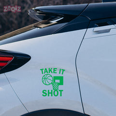 Take It Shot Basketball Car Window Sticker | Motivational Sports Vinyl Decal for Cars & Laptops