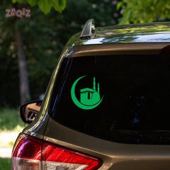 Kaaba Crescent Moon Car Sticker – Islamic Mecca & Mosque Vinyl Decal for Cars & Bikes | Waterproof Muslim Faith Sticker