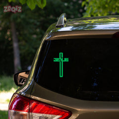 Jesus Cross Car Sticker – Modern Jesus Text Cross Vinyl Decal for Cars & Bikes | Waterproof Christian Faith Sticker