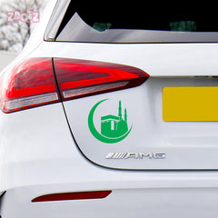 Kaaba Crescent Moon Car Sticker – Islamic Mecca & Mosque Vinyl Decal for Cars & Bikes | Waterproof Muslim Faith Sticker