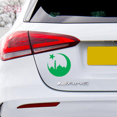 Islamic Crescent Moon Mosque Car Sticker – Muslim Faith Vinyl Decal for Cars & Bikes | Waterproof Mosque Skyline Sticker