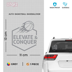 Elevate & Conquer Basketball Car Window Sticker | Motivational Sports Vinyl Decal