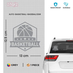 Basketball Badge Car Window Sticker | Premium Sports Vinyl Decal for Cars & Laptops