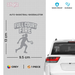 Full Court Fire Basketball Car Window Sticker | Sports Vinyl Decal for Cars & Laptops