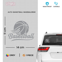 Basketball Script Logo Car Window Sticker | Stylish Sports Vinyl Decal for Cars & Laptops