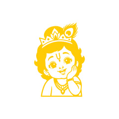 Baby Krishna Wall Sticker for Home Temple Kids Room and Living Room