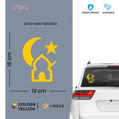 Islamic Mosque Car Sticker – Crescent Moon & Star Vinyl Decal for Cars & Bikes | Waterproof Muslim Faith Sticker