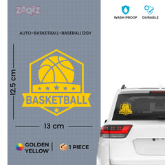 Basketball Badge Car Window Sticker | Premium Sports Vinyl Decal for Cars & Laptops