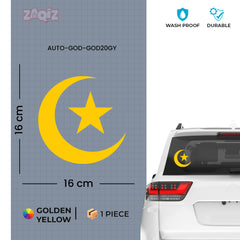 Islamic Crescent Moon Star Car Sticker – Muslim Faith Vinyl Decal for Cars & Bikes | Waterproof Islamic Symbol Sticker