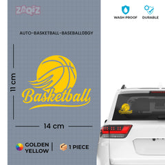 Basketball Script Logo Car Window Sticker | Stylish Sports Vinyl Decal for Cars & Laptops