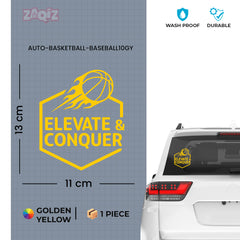 Elevate & Conquer Basketball Car Window Sticker | Motivational Sports Vinyl Decal