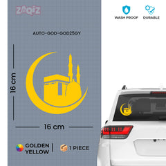 Kaaba Crescent Moon Car Sticker – Islamic Mecca & Mosque Vinyl Decal for Cars & Bikes | Waterproof Muslim Faith Sticker