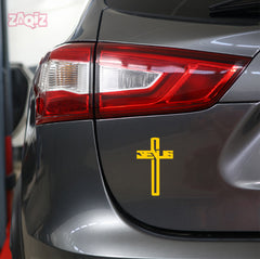 Jesus Cross Car Sticker – Modern Jesus Text Cross Vinyl Decal for Cars & Bikes | Waterproof Christian Faith Sticker