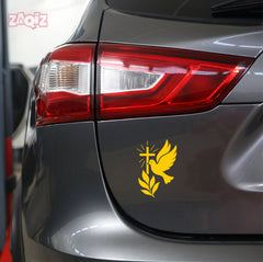 Christian Dove Cross Car Sticker – Holy Spirit & Peace Vinyl Decal for Cars & Bikes | Waterproof Faith Sticker