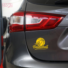 Basketball Script Logo Car Window Sticker | Stylish Sports Vinyl Decal for Cars & Laptops
