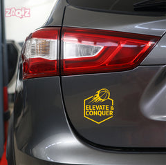 Elevate & Conquer Basketball Car Window Sticker | Motivational Sports Vinyl Decal