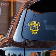 Basketball Rim & Ball Car Window Sticker | Sports Vinyl Decal for Cars, Laptops & Walls