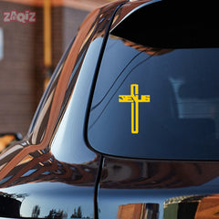 Jesus Cross Car Sticker – Modern Jesus Text Cross Vinyl Decal for Cars & Bikes | Waterproof Christian Faith Sticker