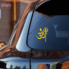 Om Trishul Car Sticker – Mahadev Om Symbol Vinyl Decal for Cars & Bikes | Waterproof Hindu Spiritual Sticker