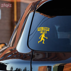 Full Court Fire Basketball Car Window Sticker | Sports Vinyl Decal for Cars & Laptops