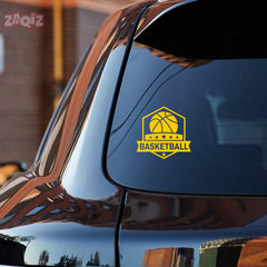 Basketball Badge Car Window Sticker | Premium Sports Vinyl Decal for Cars & Laptops