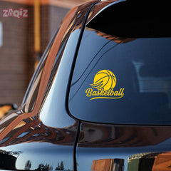 Basketball Script Logo Car Window Sticker | Stylish Sports Vinyl Decal for Cars & Laptops