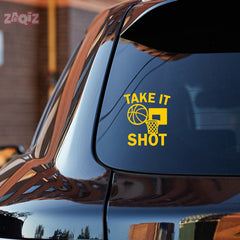 Take It Shot Basketball Car Window Sticker | Motivational Sports Vinyl Decal for Cars & Laptops