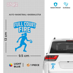 Full Court Fire Basketball Car Window Sticker | Sports Vinyl Decal for Cars & Laptops