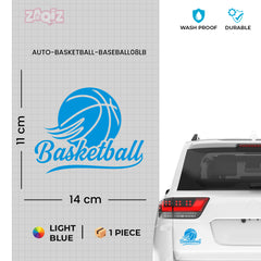 Basketball Script Logo Car Window Sticker | Stylish Sports Vinyl Decal for Cars & Laptops