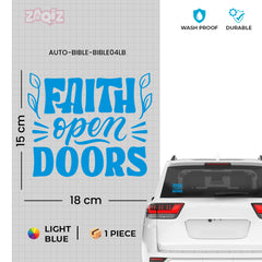 Faith Opens Doors Christian Vinyl Sticker – Inspirational Faith Quote Car Decal