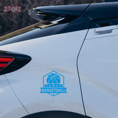 Basketball Badge Car Window Sticker | Premium Sports Vinyl Decal for Cars & Laptops