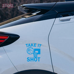 Take It Shot Basketball Car Window Sticker | Motivational Sports Vinyl Decal for Cars & Laptops