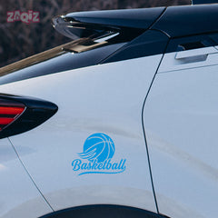 Basketball Script Logo Car Window Sticker | Stylish Sports Vinyl Decal for Cars & Laptops