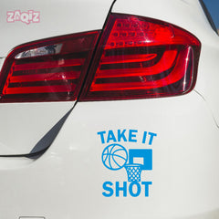 Take It Shot Basketball Car Window Sticker | Motivational Sports Vinyl Decal for Cars & Laptops